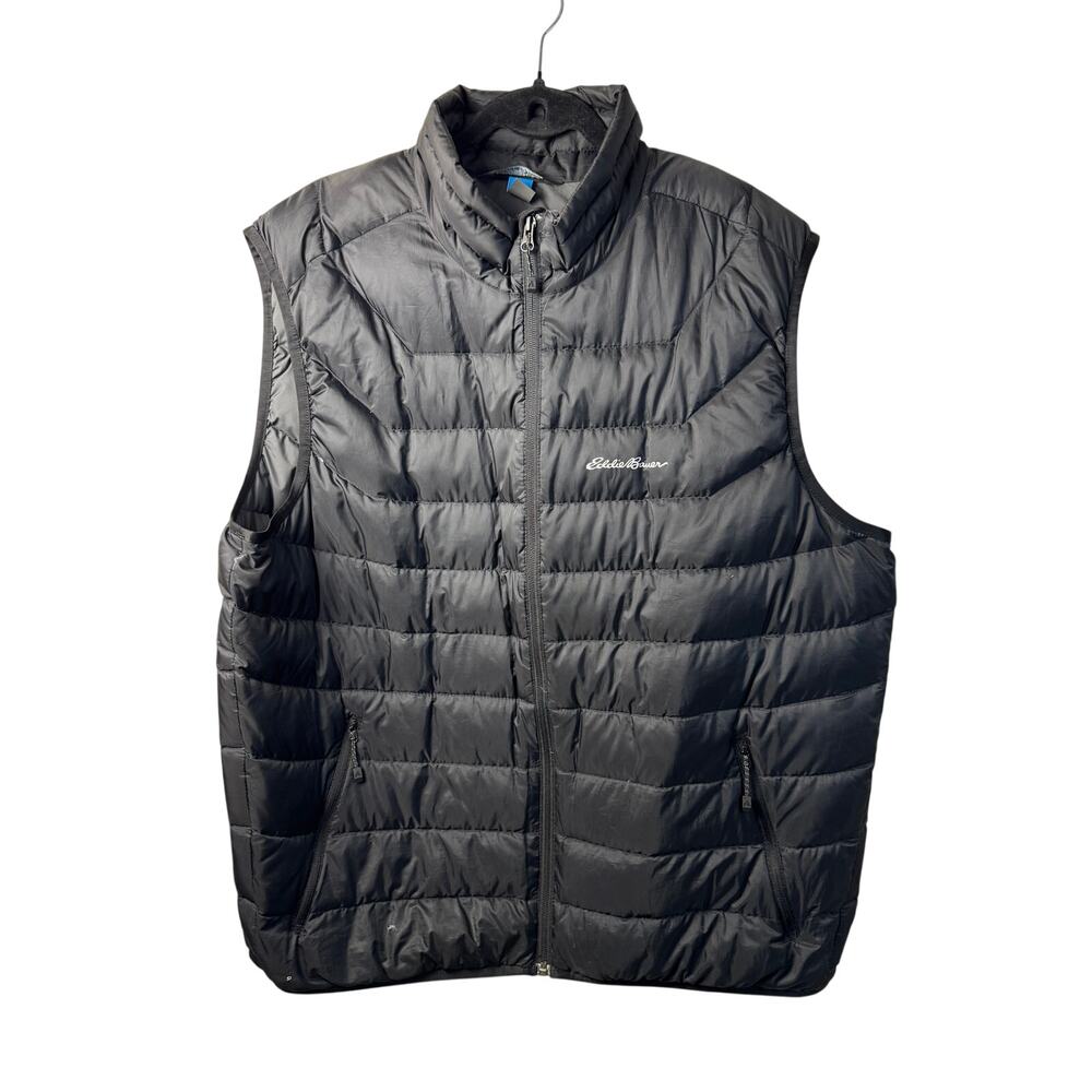 Eddie Bauer Goose‎ Down Puffer Vest Men's XL Black Lightweight Full Zip Outdoor